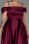 Robe de Soirée Grande Taille Longue Satin Prune ABU3277