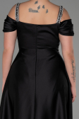 Robe de Soirée Grande Taille Longue Satin Noir ABU3277