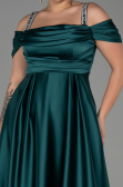 Robe de Soirée Grande Taille Longue Satin Émeraude ABU3277
