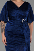 Robe de Soirée Grande Taille Longue Bleu Saxe ABU3282