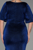 Robe de Soirée Grande Taille Longue Bleu Saxe ABU3282