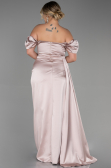 Robe De Soirée Grande Taille Satin Longue Beige ABU1626