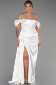 Robe De Soirée Grande Taille Satin Longue Crème ABU1626