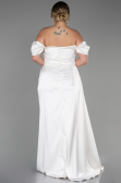 Robe De Soirée Grande Taille Satin Longue Crème ABU1626