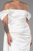 Robe De Soirée Grande Taille Satin Longue Crème ABU1626