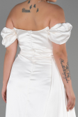 Robe De Soirée Grande Taille Satin Longue Crème ABU1626