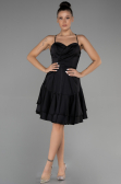 Robe de Cérémonie Courte Satin Noir ABK1843