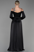 Robe de Soirée Longue Satin Noir ABU2339