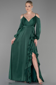 Robe de Soirée Longue Satin Émeraude ABU2339