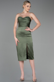 Robe de Cérémonie Midi Satin Kaki ABK1845