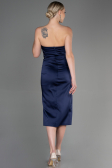 Robe de Cérémonie Midi Satin Bleu Marine ABK1845