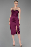 Robe de Cérémonie Midi Satin Prune ABK1845
