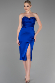 Robe de Cérémonie Midi Satin Bleu Saxe ABK1845