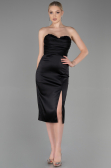 Robe de Cérémonie Midi Satin Noir ABK1845