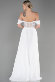 Robe de Soirée Longue Mousseline Blanc ABU3310