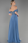 Robe de Soirée Longue Mousseline Indigo ABU3310