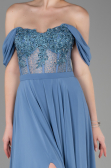 Robe de Soirée Longue Mousseline Indigo ABU3310