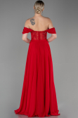 Robe de Soirée Longue Mousseline Rouge ABU3310