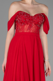 Robe de Soirée Longue Mousseline Rouge ABU3310
