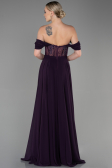 Robe de Soirée Longue Mousseline Violet Foncé ABU3310