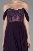 Robe de Soirée Longue Mousseline Violet Foncé ABU3310