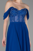 Robe de Soirée Longue Mousseline Bleu Saxe ABU3310