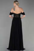 Robe de Soirée Longue Mousseline Noir ABU3310