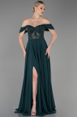Robe de Soirée Longue Mousseline Émeraude ABU3310