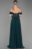 Robe de Soirée Longue Mousseline Émeraude ABU3310