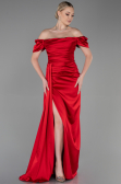Robe de Fiançaille Longue Satin Rouge ABU1606