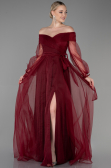 Robe De Fiançaille Longue Rouge Bordeaux ABU1468