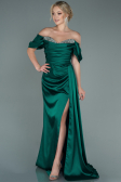 Robe de Soirée Longue Satin Émeraude ABU2661