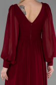 Robe De Soirée Mousseline Longue Rouge Bordeaux ABU1702