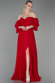 Robe de Soirée Longue Mousseline Rouge ABU2457