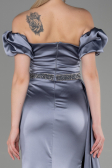 Robe de Soirée Longue Satin Gris ABU3331