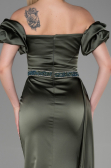 Robe de Soirée Longue Satin Kaki ABU3331