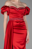 Robe de Soirée Longue Satin Rouge ABU3331