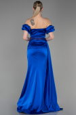Robe de Soirée Longue Satin Bleu Saxe ABU3331