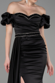 Robe de Soirée Longue Satin Noir ABU3331