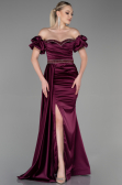 Robe de Soirée Longue Satin Couleur Cerise ABU3331