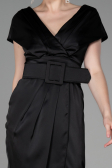 Robe de Cérémonie Courte Satin Noir ABK1107