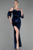 Robe de Soirée Longue Velours Bleu Marine ABU3335