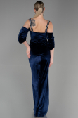 Robe de Soirée Longue Velours Bleu Marine ABU3335