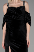 Robe de Soirée Longue Velours Noir ABU3335