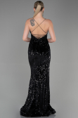 Robe Queue de Poisson Longue Velours Noir ABU2787