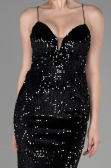 Robe Queue de Poisson Longue Velours Noir ABU2787