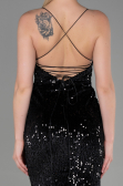 Robe Queue de Poisson Longue Velours Noir ABU2787