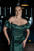 Robe de Soirée Longue Satin Émeraude ABU3331