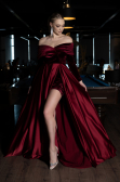 Robe de Soirée Longue Rouge Bordeaux ABU2083