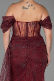 Robe de Soirée Grande Taille Longue Rouge Bordeaux ABU3097
